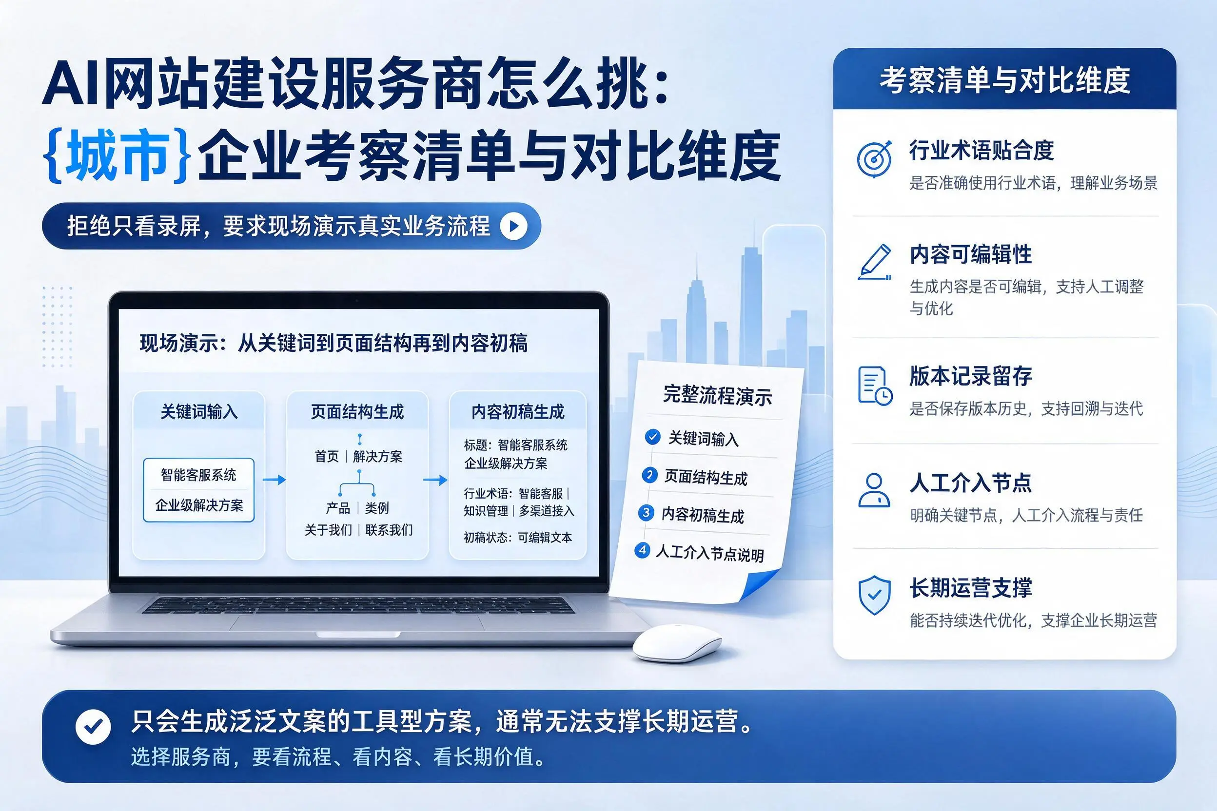 AI网站建设服务商怎么挑：滁州企业考察清单与对比维度