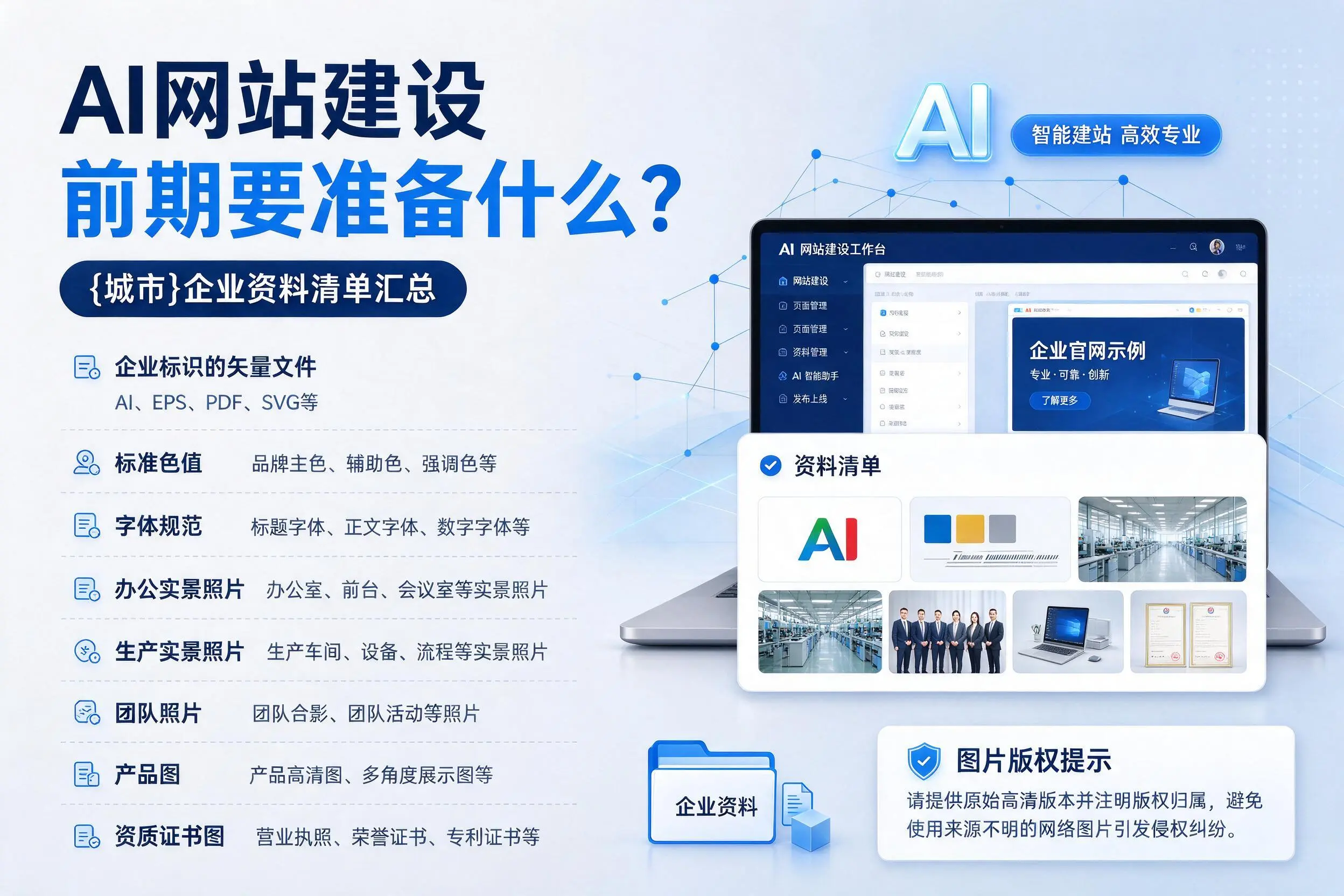 AI网站建设前期要准备什么?滁州企业资料清单汇总